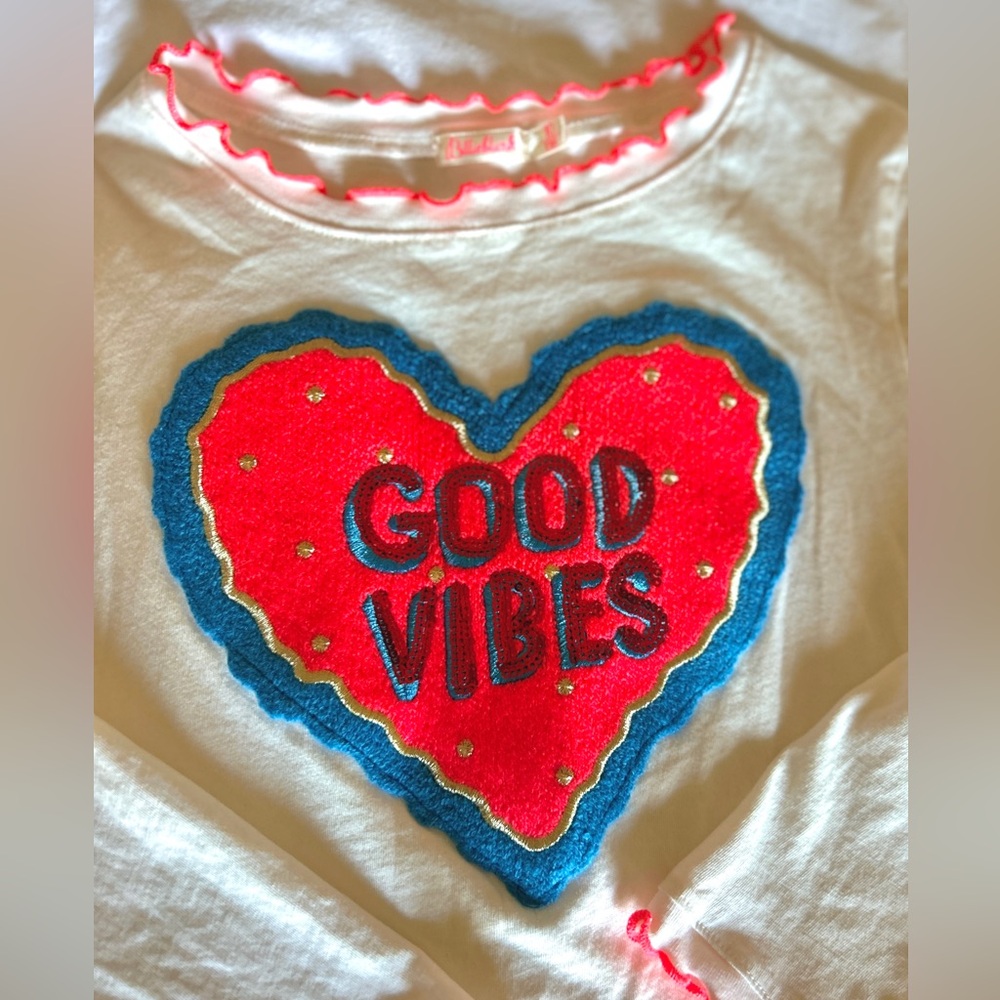 Billieblush - Girls Conversation Heart Good Vibes Long Sleeve Top 💝